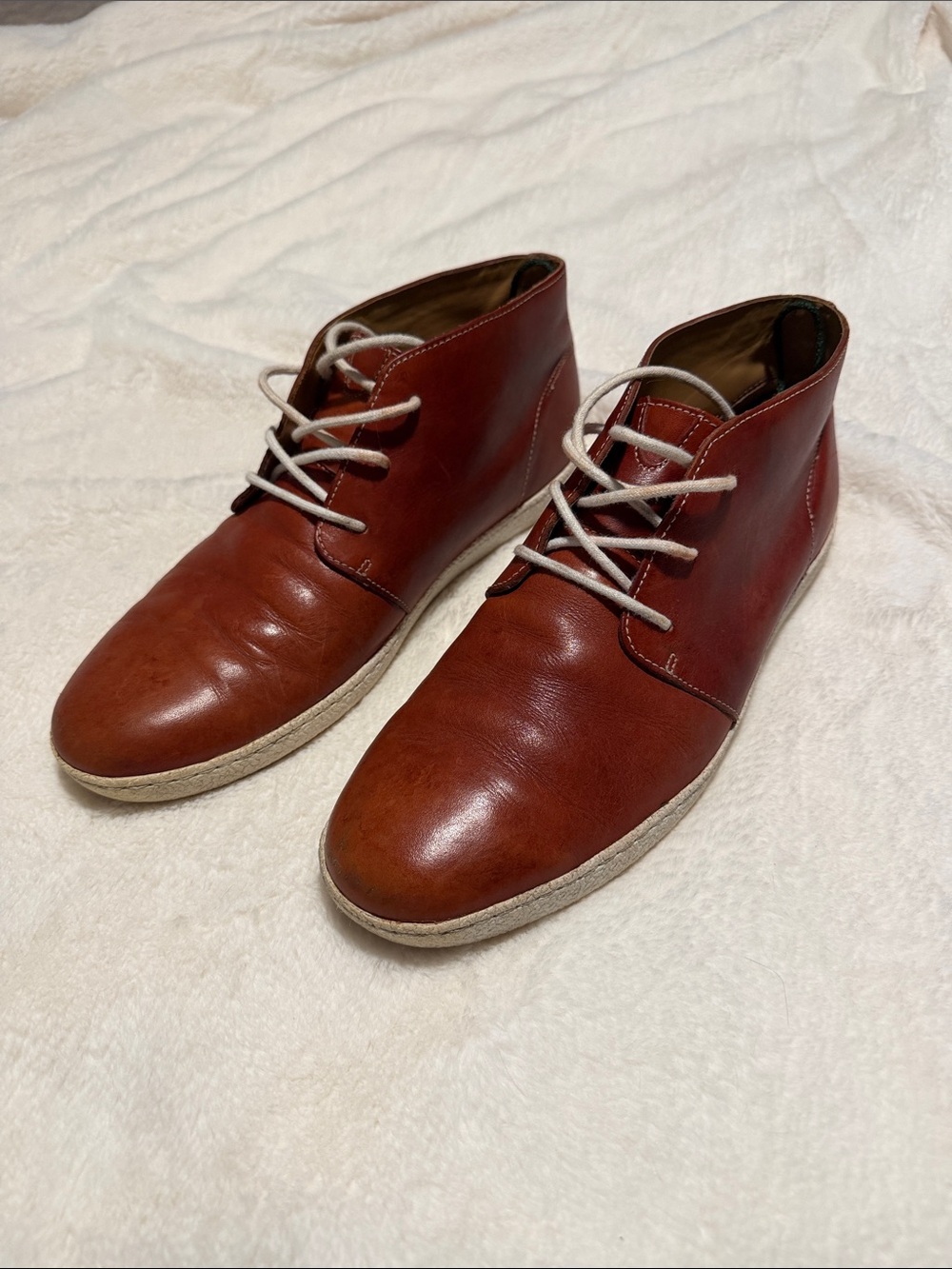 Cole Haan Men's Chukka Boots in Cognac Brown with White Laces